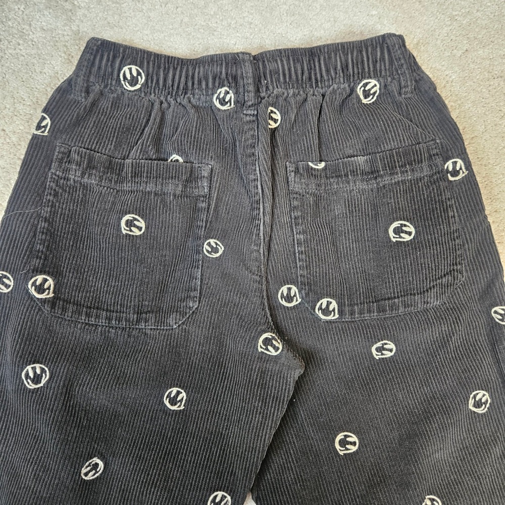 Urban Outfitters Men's Black Corduroy Smiley Face Tie Waist Pants Sz S Whimsical - Picture 8 of 9